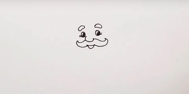 как нарисовать деда мороза: нарисуйте рот, глаза и брови
