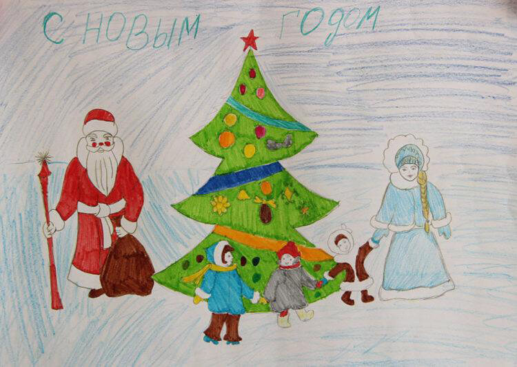 Рисунки на новогоднюю тематику: что можно нарисовать на Новый год risunki na novogodnyuyu temu 63