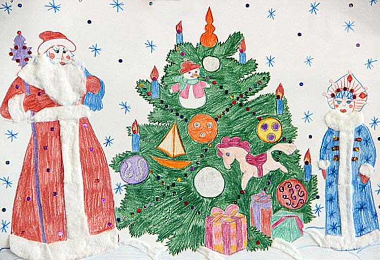 Рисунки на новогоднюю тематику: что можно нарисовать на Новый год risunki na novogodnyuyu temu 64